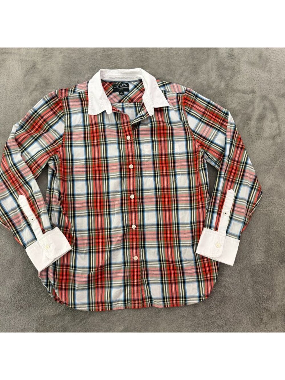 J Crew Plaid Classic Fit Poplin Long Sleeve Button Up Shirt Womens 10